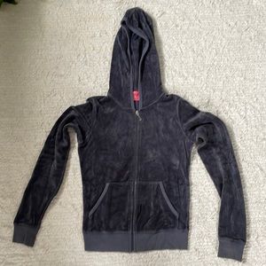 Vintage Y2K 2000’s Gunmetal Grey Velour Juicy Couture Hoodie